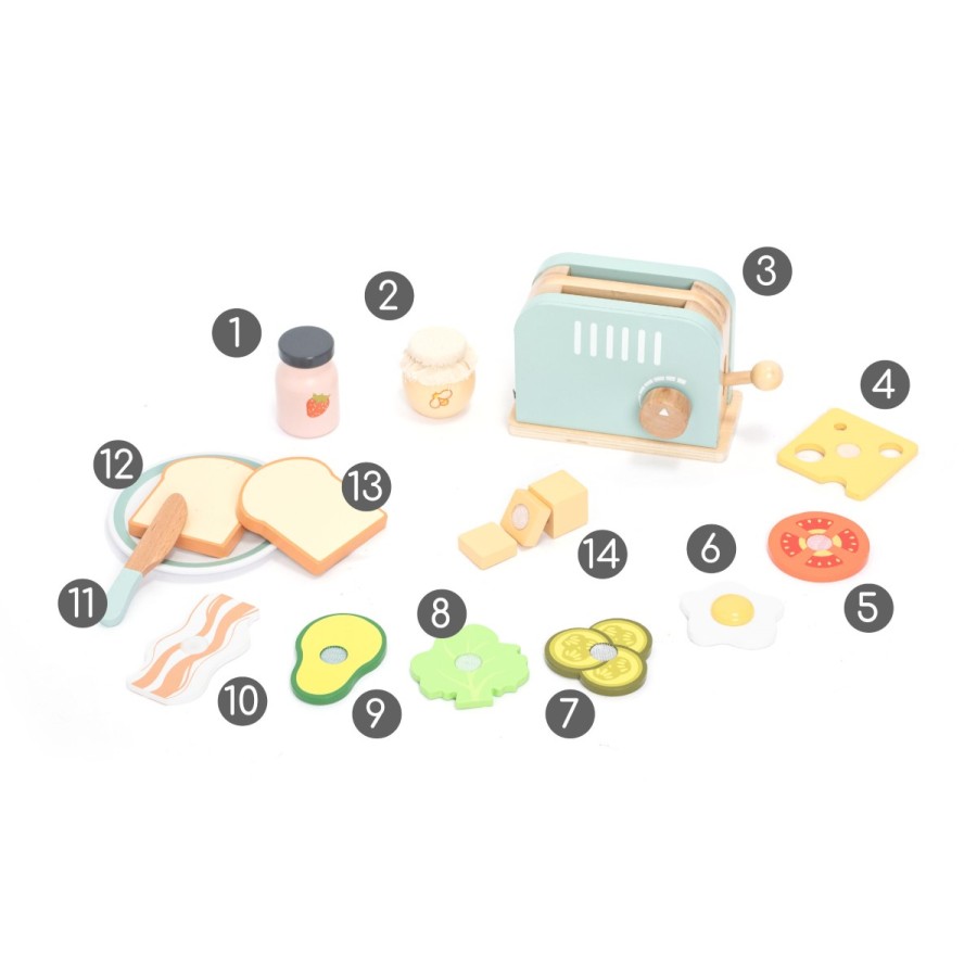 Ξύλινη Φρυγανιέρα με Υλικά (Toaster & Sandwich Set) – Παιδικό Παιχνίδι Ρόλων Κουζίνας-UMU1351