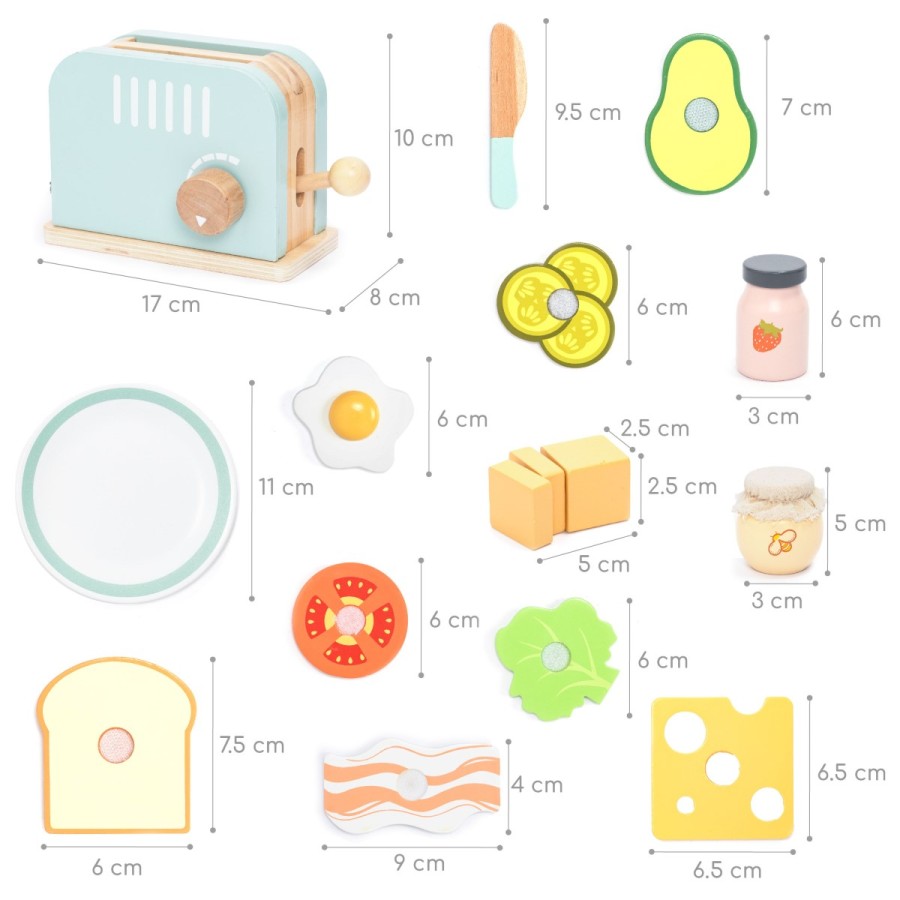 Ξύλινη Φρυγανιέρα με Υλικά (Toaster & Sandwich Set) – Παιδικό Παιχνίδι Ρόλων Κουζίνας-UMU1351