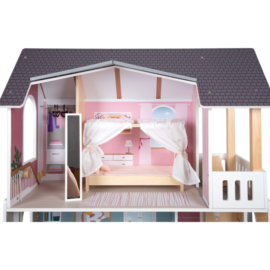 Small Foot Μεγάλο Ξύλινο Κουκλόσπιτο 114cm – Dream Villa XL-3 Ορόφοι Μοντέρνου Design για Κούκλες έως 30cm