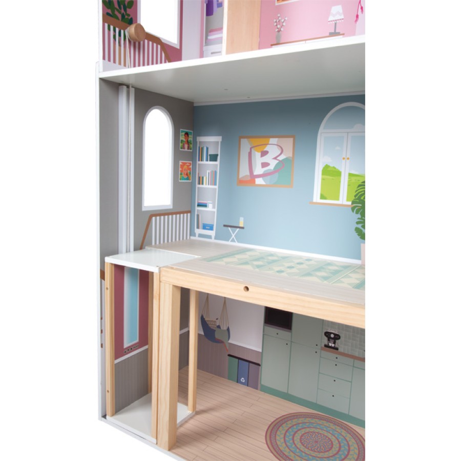 Small Foot Μεγάλο Ξύλινο Κουκλόσπιτο 114cm – Dream Villa XL-3 Ορόφοι Μοντέρνου Design για Κούκλες έως 30cm