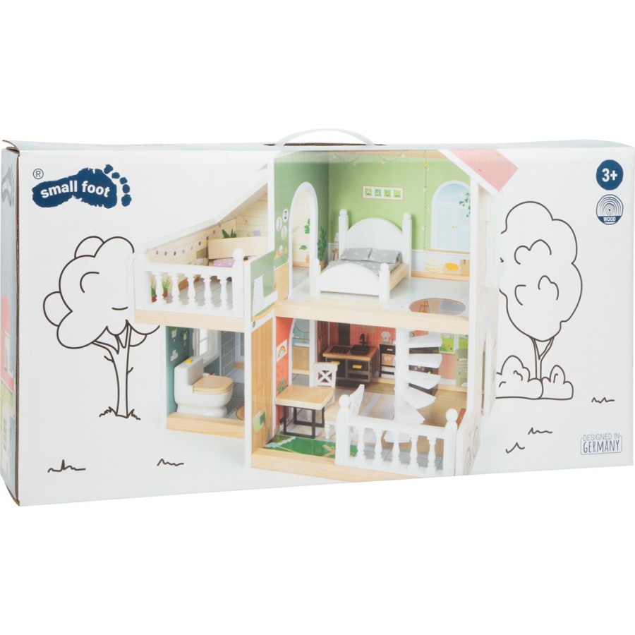 Small Foot Ξύλινο Κουκλόσπιτο με Ταράτσα & Κήπο – Dollhouse 2 Ορόφων για Παιδιά 3+ Ετών