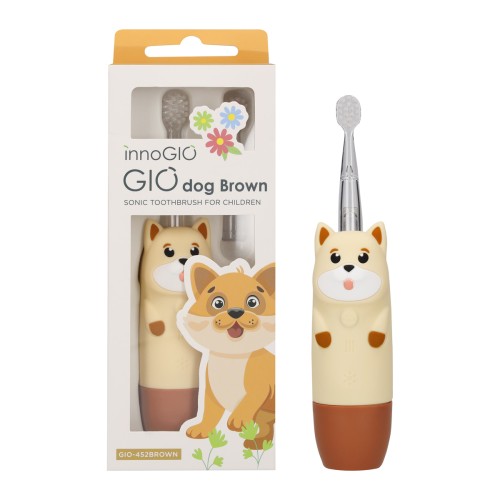 INNOGIO GIODOG BROWN – ΠΑΙΔΙΚΗ ΗΛΕΚΤΡΙΚΗ ΟΔΟΝΤΟΒΟΥΡΤΣΑ SONIC 2–12 ΕΤΩΝ ΜΕ LED & 4 ΛΕΙΤΟΥΡΓΙΕΣ