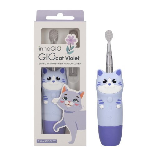 INNOGIO GIOCAT VIOLET – ΠΑΙΔΙΚΗ ΗΛΕΚΤΡΙΚΗ ΟΔΟΝΤΟΒΟΥΡΤΣΑ SONIC ΜΕ LED ΓΙΑ ΠΑΙΔΙΑ 2–12 ΕΤΩΝ