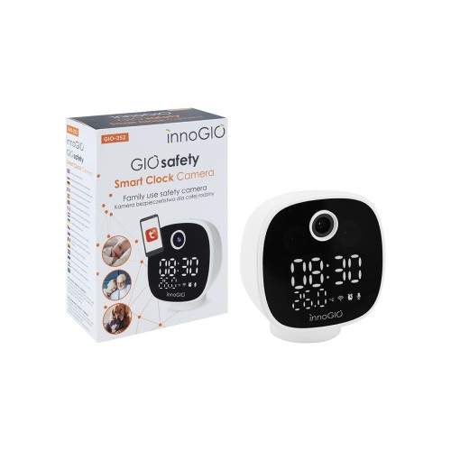 INNOGIO Wi-Fi Camera GIOSAFETY CLOCK GIO-252 – Smart Baby Monitor & Κάμερα Παρακολούθησης Ηλικιωμένων με Νυχτερινή Όραση και 360° Περιστροφή