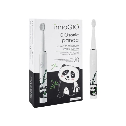 INNOGIO Sonic Παιδική Ηλεκτρική Οδοντόβουρτσα Panda για Παιδιά 3-12 Ετών – Επαναφορτιζόμενη με 4 Κεφαλές & USB Φόρτιση