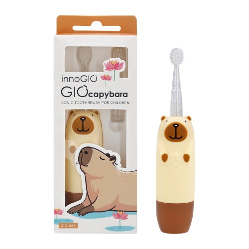 INNOGIO Sonic Παιδική Ηλεκτρική Οδοντόβουρτσα GIOcapybara για Παιδιά 2-12 Ετών – LED Φωτισμός 7 Χρωμάτων & Μαλακές Τρίχες DuPont