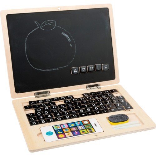 Small Foot Ξύλινο Laptop με Μαγνήτες & Blackboard – Εκπαιδευτικό Παιχνίδι Γραμμάτων και Αριθμών για Παιδιά 2+ Ετών