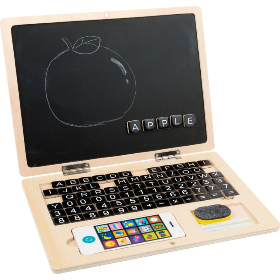 Small Foot Ξύλινο Laptop με Μαγνήτες & Blackboard – Εκπαιδευτικό Παιχνίδι Γραμμάτων και Αριθμών για Παιδιά 2+ Ετών
