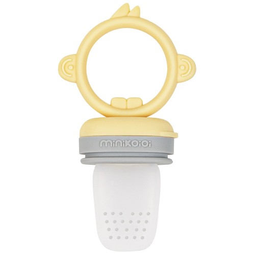 MinikOiOi Pulps Feeder & Μασητικό Σιλικόνης  Grey/ Yellow – Baby Feeder για Φρούτα & Λαχανικά χωρίς BPA