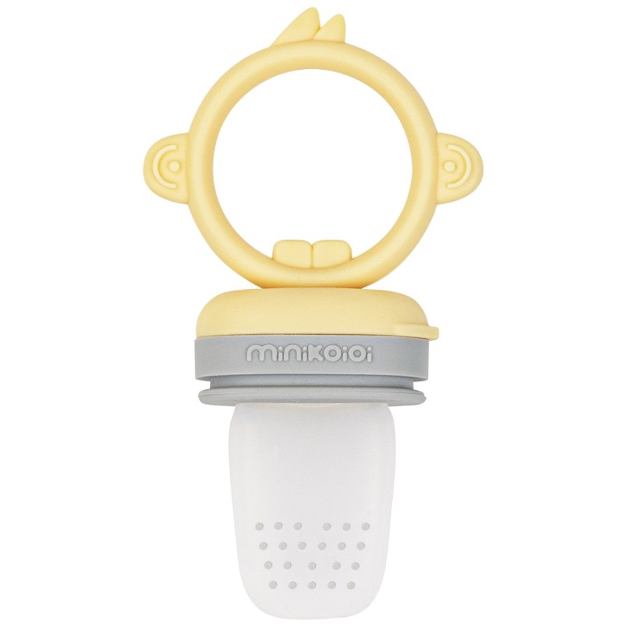 MinikOiOi Pulps Feeder & Μασητικό Σιλικόνης  Grey/ Yellow – Baby Feeder για Φρούτα & Λαχανικά χωρίς BPA