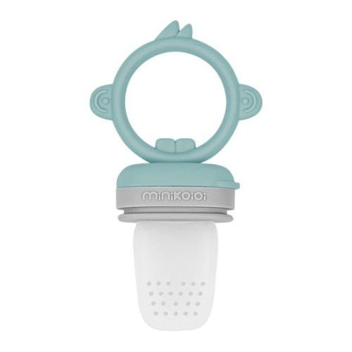 MinikOiOi Pulps Feeder & Μασητικό Σιλικόνης Aqua Green/ Grey – Baby Feeder για Φρούτα & Λαχανικά χωρίς BPA 