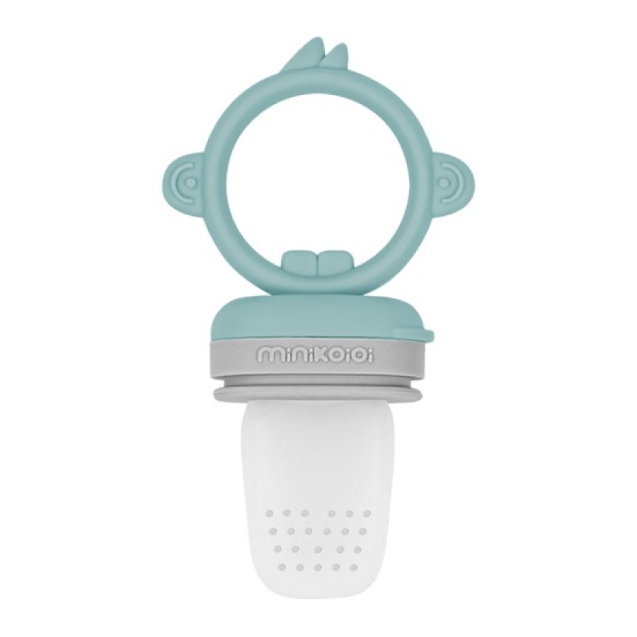 MinikOiOi Pulps Feeder & Μασητικό Σιλικόνης Aqua Green/ Grey – Baby Feeder για Φρούτα & Λαχανικά χωρίς BPA 