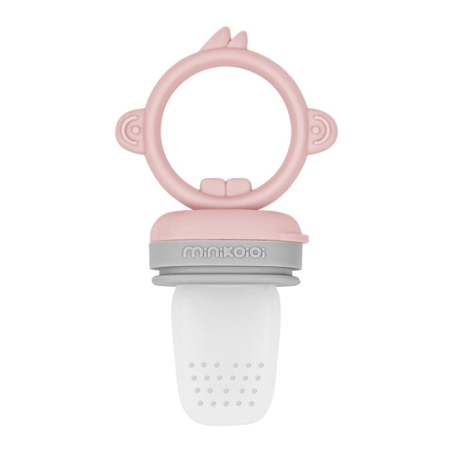 MinikOiOi Pulps Feeder & Μασητικό Σιλικόνης Pink/Grey – Baby Feeder για Φρούτα & Λαχανικά χωρίς BPA