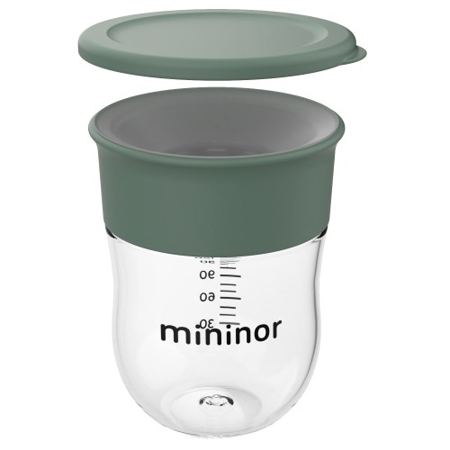 Mininor Παιδικό Ποτηράκι Εκπαίδευσης 360° 220ml Willow Green– Αντιδιαρροϊκό Εκπαιδευτικό Κύπελλο BPA Free