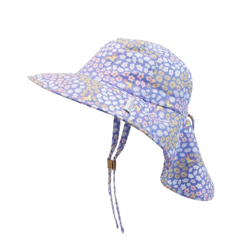 FlapJackKids Cape Sunhat Floral Field UPF50+ – Παιδικό Αντηλιακό Καπέλο Παραλίας για Βρέφη & Παιδιά - Medium 2-4 Yrs