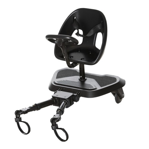 ASALVO Τρέιλερ Καροτσιού 2 σε 1 Go Seat Παιδική Σανίδα Βόλτας με Κάθισμα & Τιμόνι Universal με Φωτιζόμενους Τροχούς έως 20kg