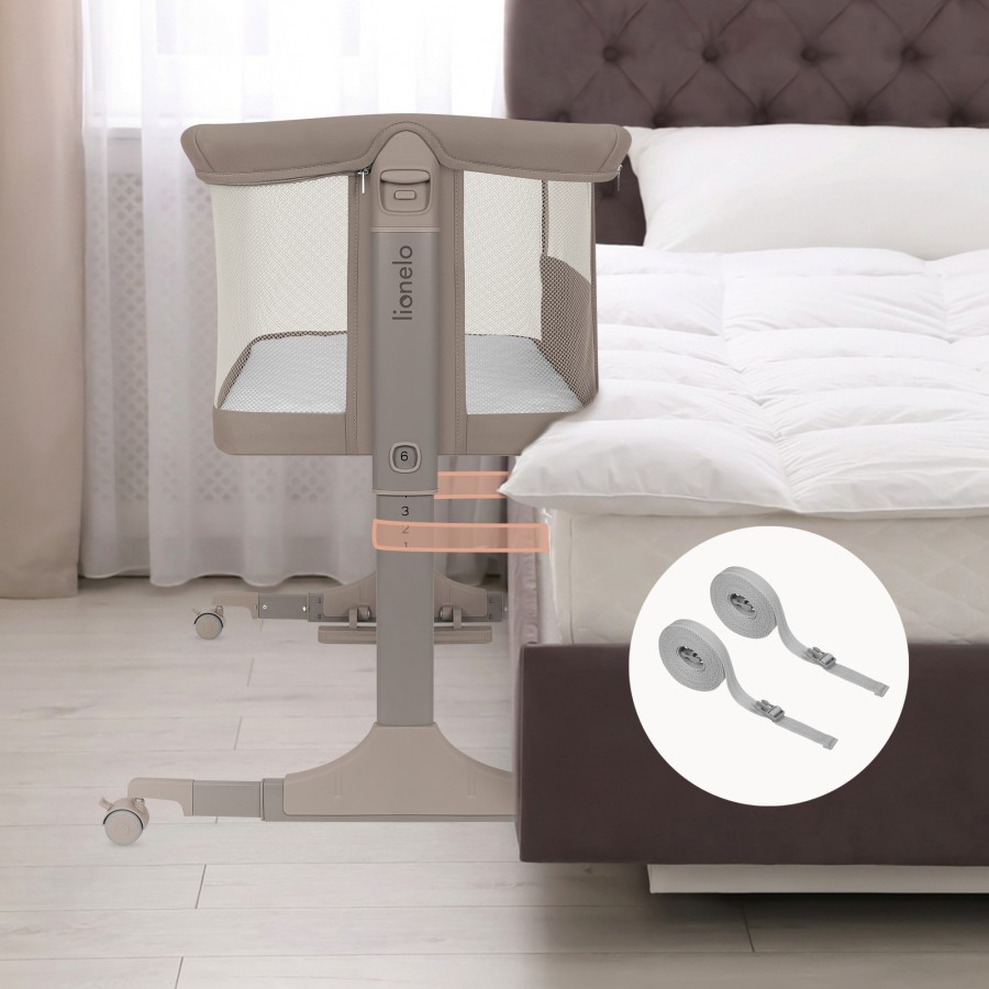 Lionelo Pari Λίκνο Συγκοίμησης 3 σε 1 Beige Taupe με Λίκνισμα, Ρυθμιζόμενο Ύψος & Στρώμα