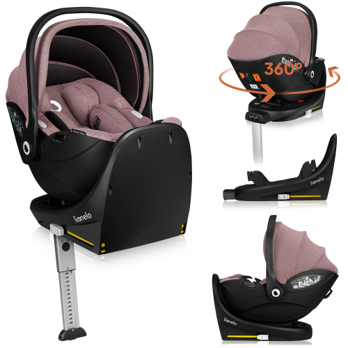 Lionelo Moxie I-Size Set Κάθισμα Αυτοκινήτου 40-87Cm & Περιστρεφόμενη Βάση Isofix Pink Mauve