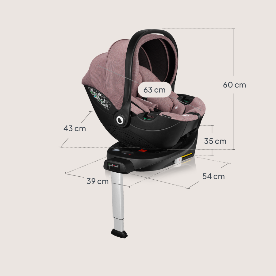 Lionelo Moxie I-Size Set Κάθισμα Αυτοκινήτου 40-87Cm & Περιστρεφόμενη Βάση Isofix Pink Mauve