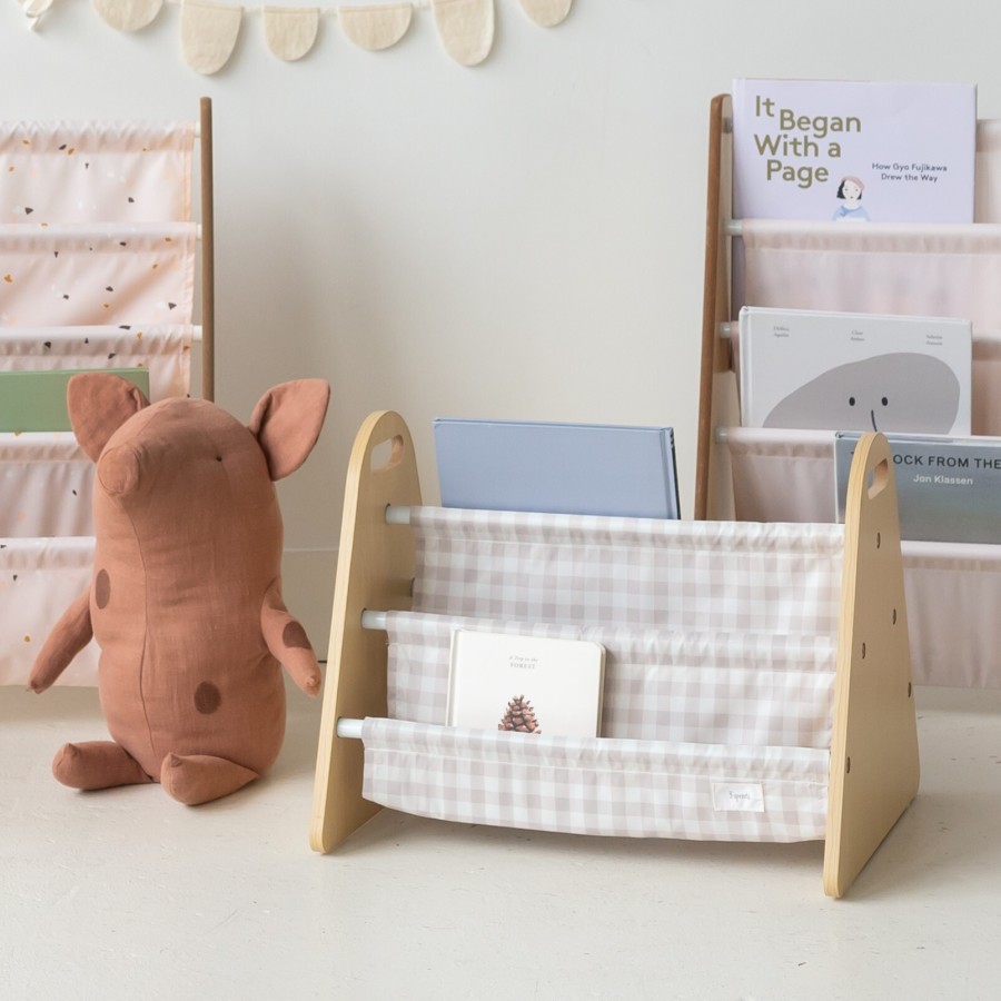 3 Sprouts Παιδική Βιβλιοθήκη Διπλής Όψης Gingham/Beige