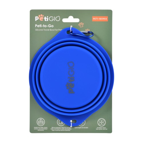 PETIGIO Αναδιπλούμενο Μπολ Ταξιδίου Σιλικόνης 600ml για Σκύλους & Γάτες