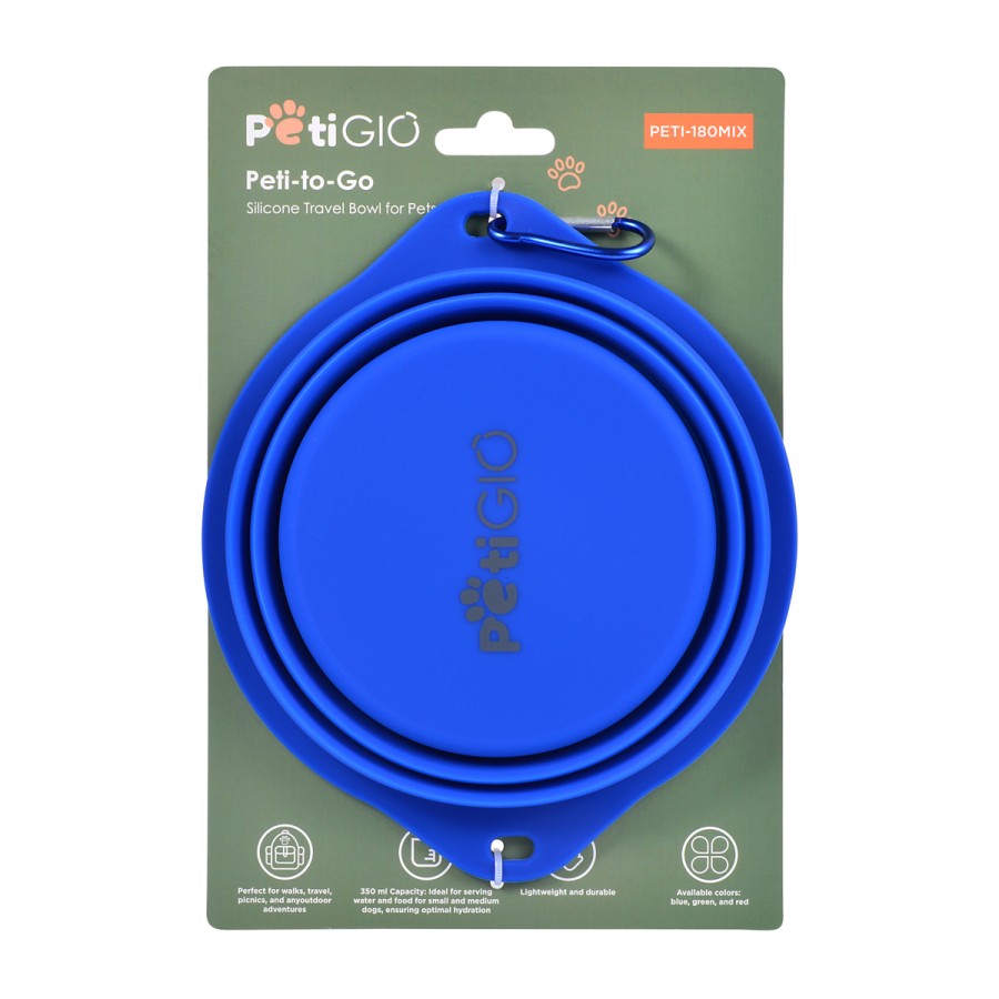 PETIGIO Αναδιπλούμενο Μπολ Ταξιδίου Σιλικόνης 600ml για Σκύλους & Γάτες