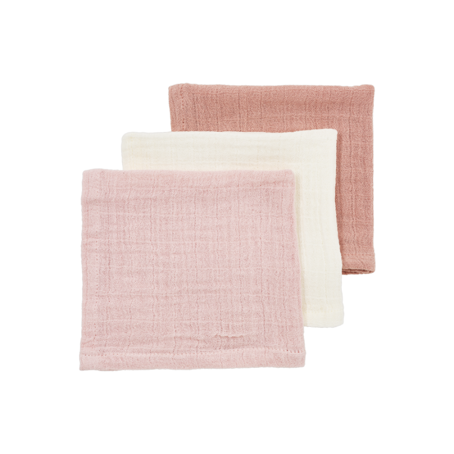 Meyco Σετ 100% Βαμβακερές Μουσελίνες 70X70Cm (3 Τμχ.) - Soft Rose/Rose/Natural