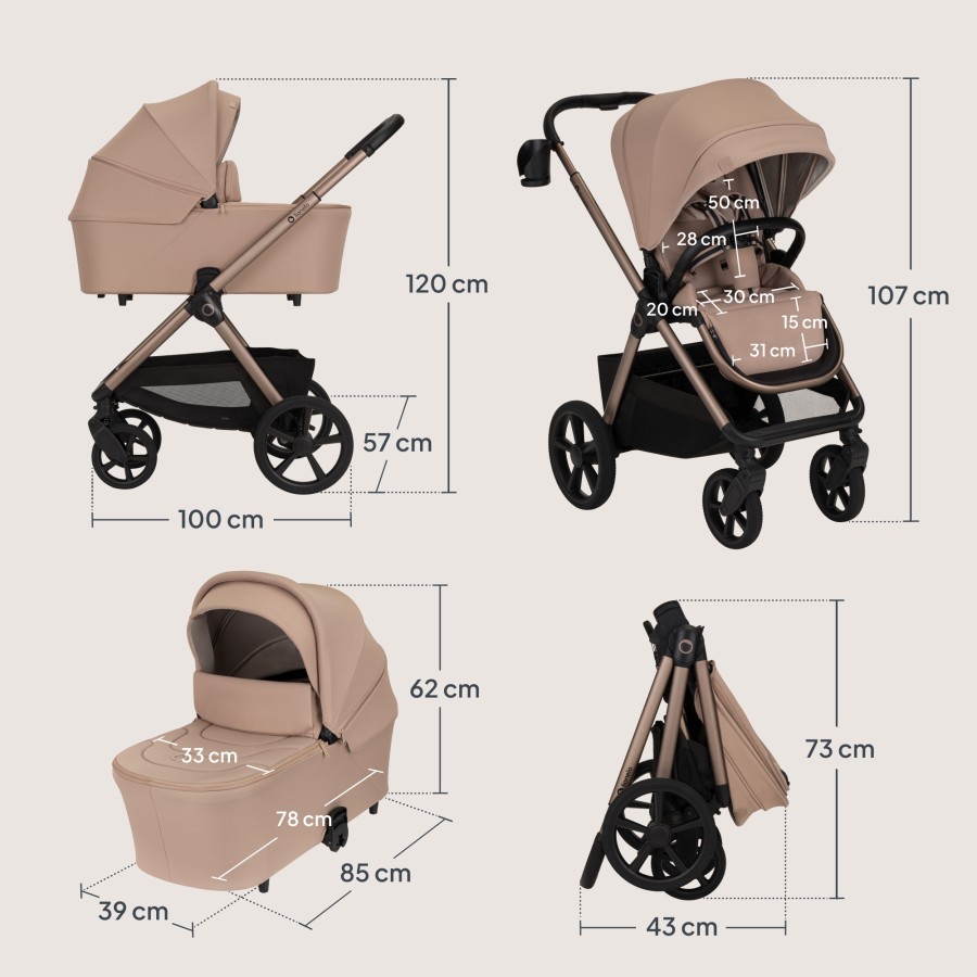 Lionelo Carmine Καρότσι Βρεφικό 3 Σε 1 Έως 22Kg Beige Sand