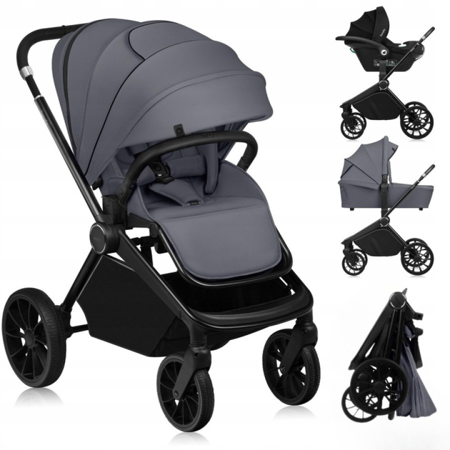 Lionelo Mika Plus Καρότσι Βρεφικό 3 Σε 1 Έως 22 Kg Gray Stone
