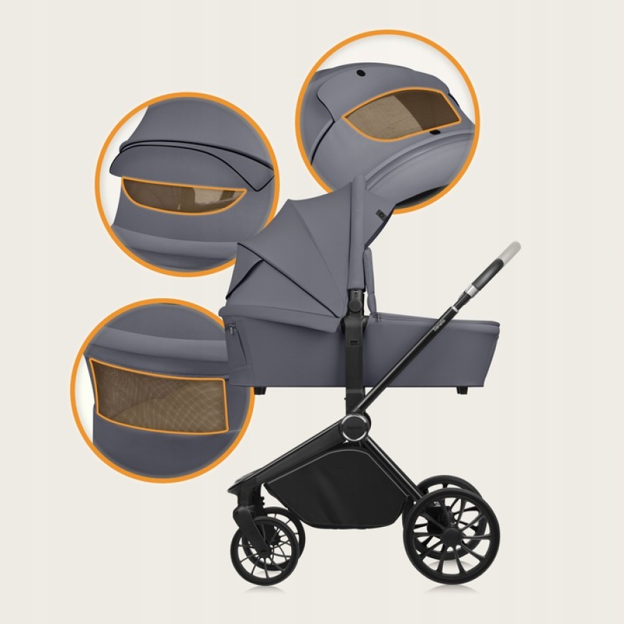Lionelo Mika Plus Καρότσι Βρεφικό 3 Σε 1 Έως 22 Kg Gray Stone