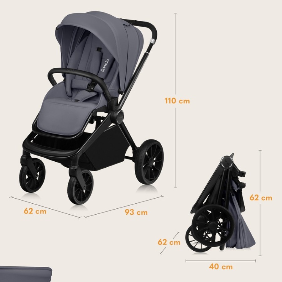 Lionelo Mika Plus Καρότσι Βρεφικό 3 Σε 1 Έως 22 Kg Gray Stone