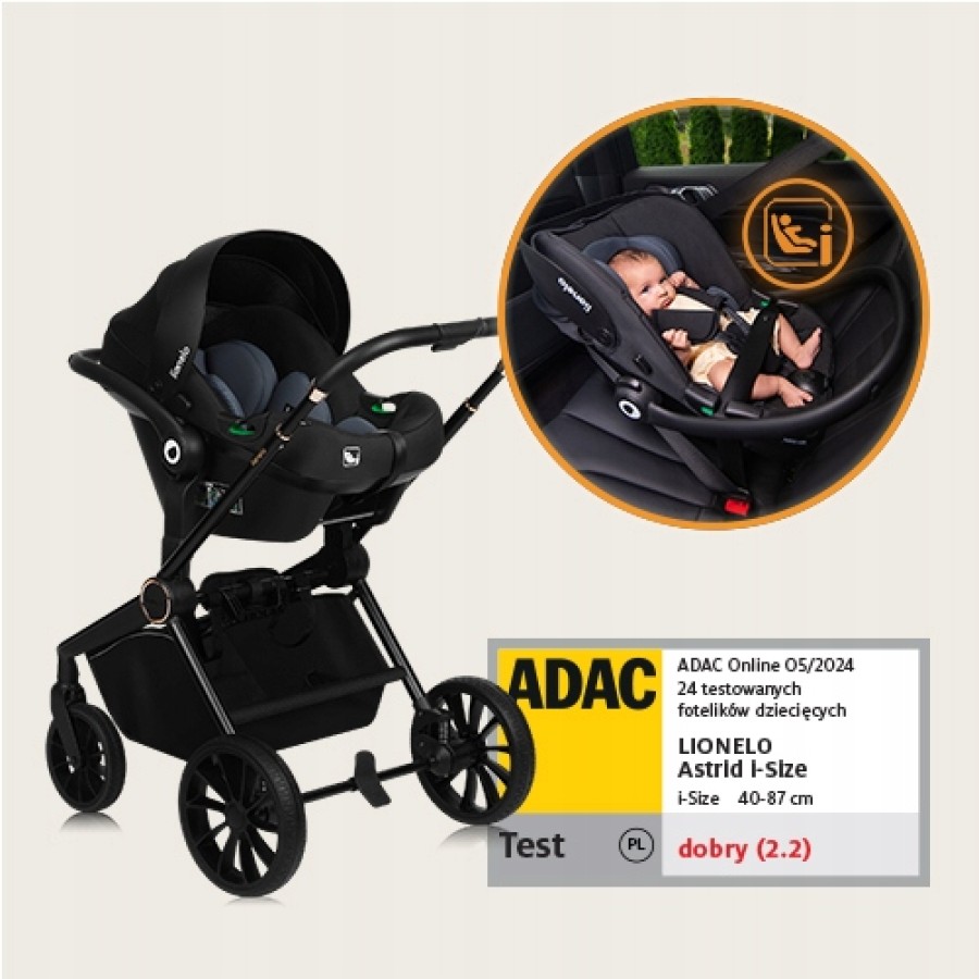 Lionelo Mika Plus Καρότσι Βρεφικό 3 Σε 1 Έως 22 Kg Black Onyx
