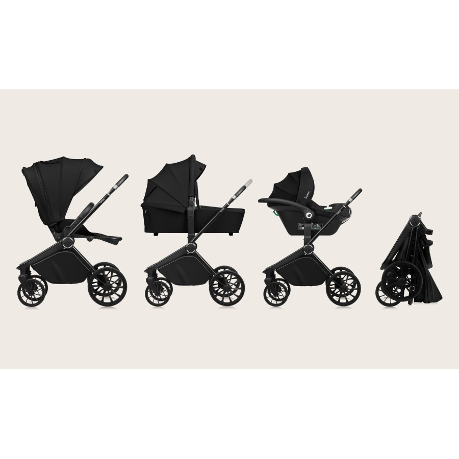 Lionelo Mika Plus Καρότσι Βρεφικό 3 Σε 1 Έως 22 Kg Black Onyx
