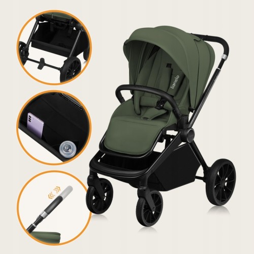 Lionelo Mika Plus Καρότσι Βρεφικό 3 Σε 1 Έως 22 Kg Green Olive