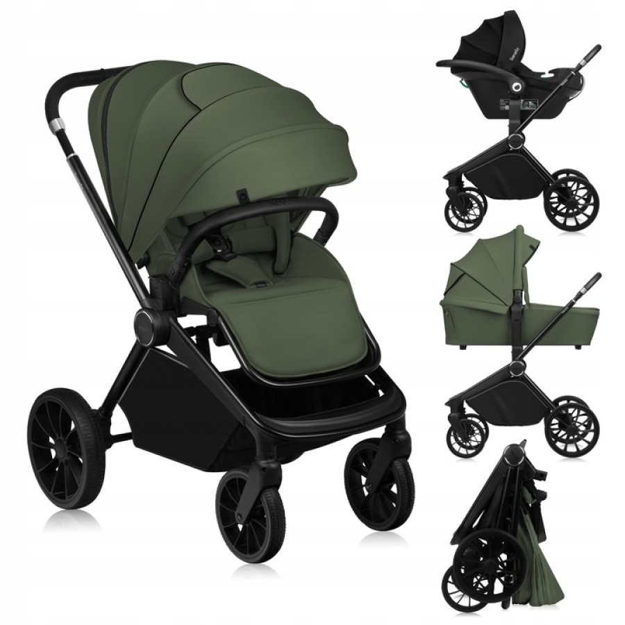 Lionelo Mika Plus Καρότσι Βρεφικό 3 Σε 1 Έως 22 Kg Green Olive