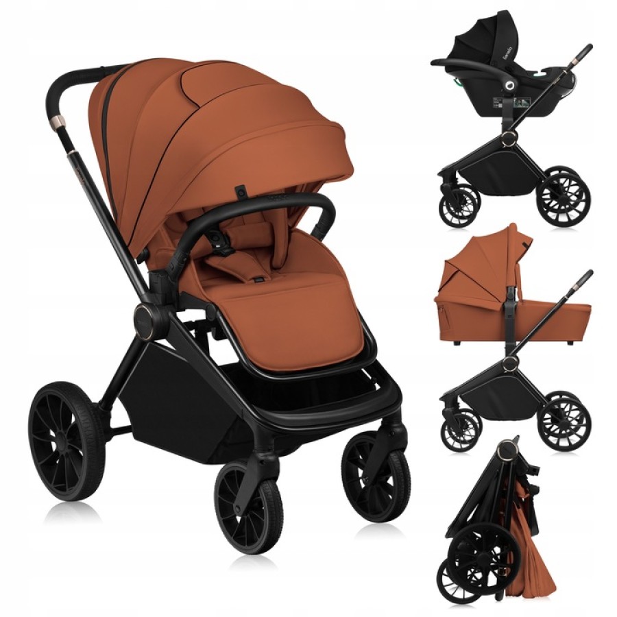 Lionelo Mika Plus Καρότσι Βρεφικό 3 Σε 1 Έως 22 Kg Brown Rust