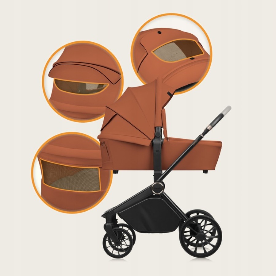Lionelo Mika Plus Καρότσι Βρεφικό 3 Σε 1 Έως 22 Kg Brown Rust