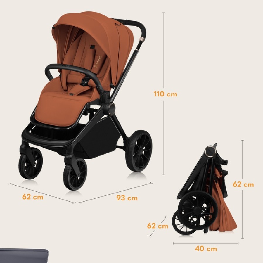Lionelo Mika Plus Καρότσι Βρεφικό 3 Σε 1 Έως 22 Kg Brown Rust