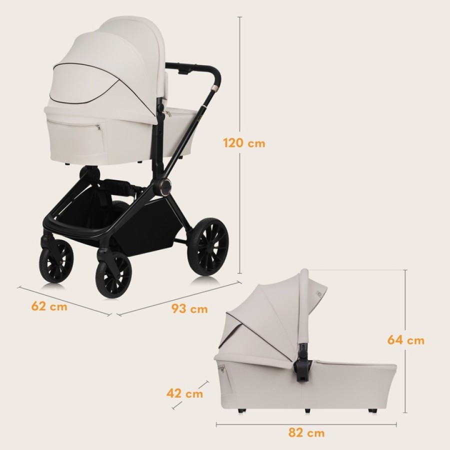Lionelo Mika Plus Καρότσι Βρεφικό 3 Σε 1 Έως 22 Kg Beige Sand