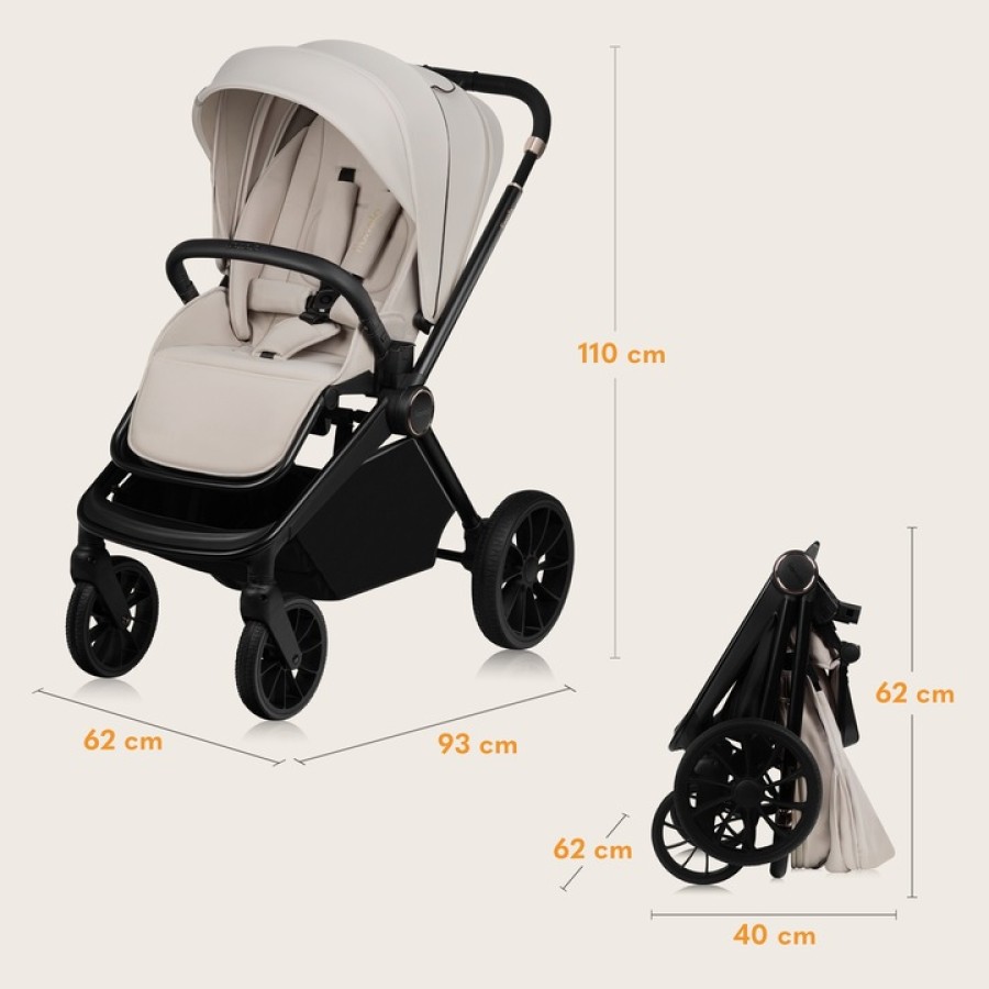 Lionelo Mika Plus Καρότσι Βρεφικό 3 Σε 1 Έως 22 Kg Beige Sand
