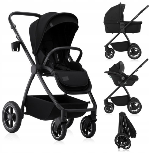 Lionelo Meril Καρότσι Βρεφικό Έως 22Kg 3 Σε 1 Black Onyx