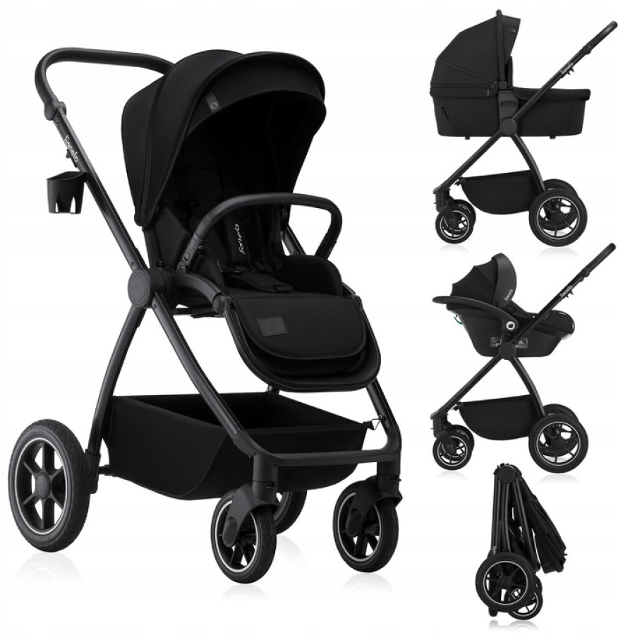 Lionelo Meril Καρότσι Βρεφικό Έως 22Kg 3 Σε 1 Black Onyx