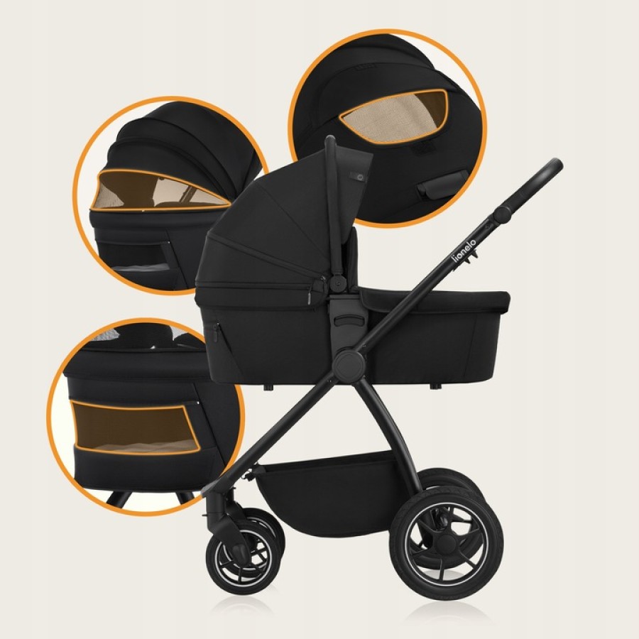 Lionelo Meril Καρότσι Βρεφικό Έως 22Kg 3 Σε 1 Black Onyx