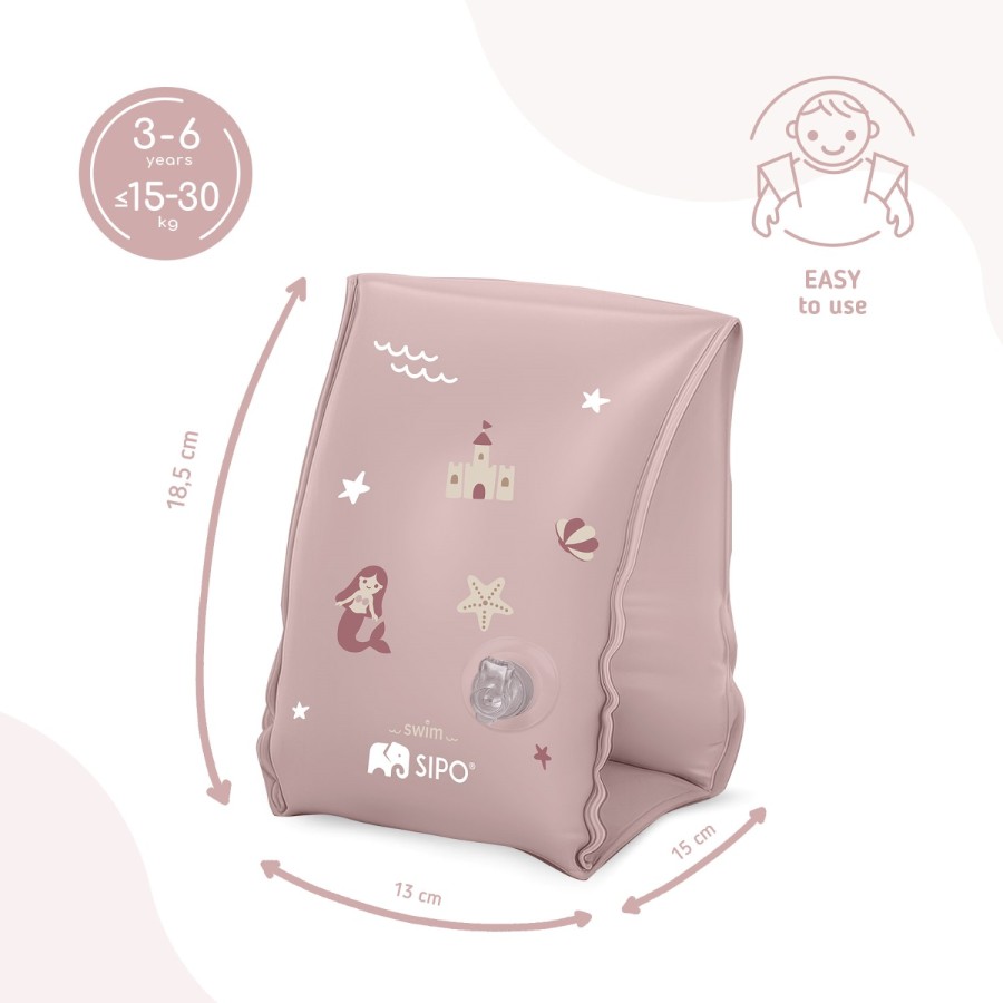 SIPO Παιδικά Μπρατσάκια Κολύμβησης 3-6 Ετών Pink 15-30kg με Διπλούς Αεροθαλάμους