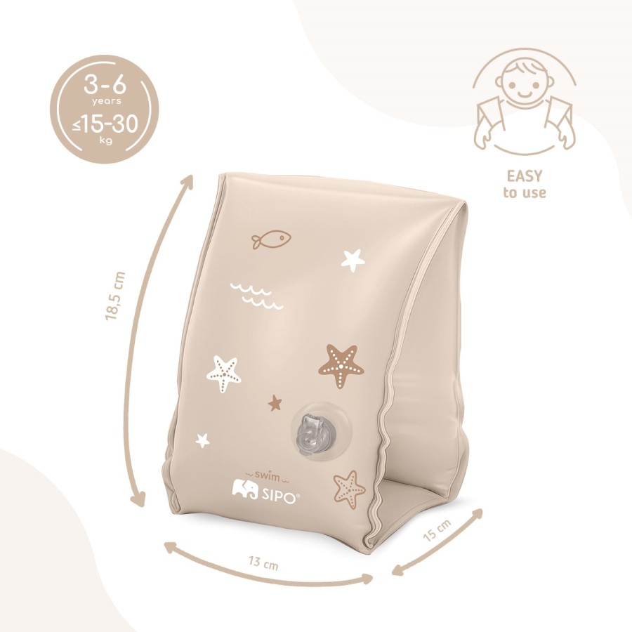 SIPO Παιδικά Μπρατσάκια Κολύμβησης 3-6 Ετών Sand 15-30kg με Διπλούς Αεροθαλάμους