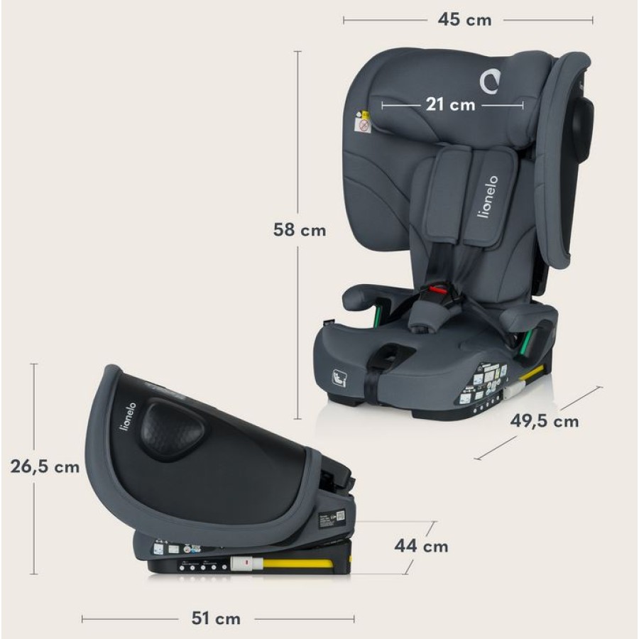 Lionelo Nelly I-Size Isofix Κάθισμα Αυτοκινήτου 76-150Cm/9-36Kg Black Carbon