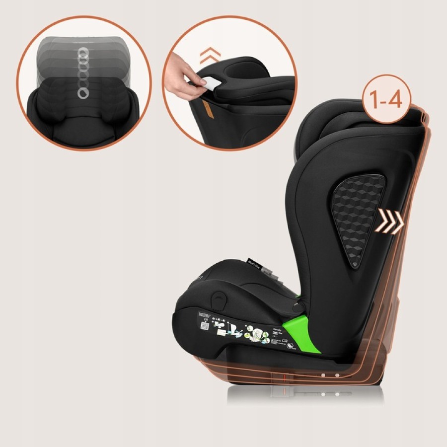 Lionelo Neal I-Size Isofix Κάθισμα Αυτοκινήτου 100-150 Cm Black Carbon