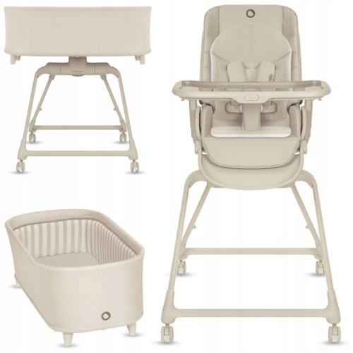 Lionelo Maddie Set Λίκνο-Ρηλάξ & Καρεκλάκι Φαγητού 3 Σε 1 Beige