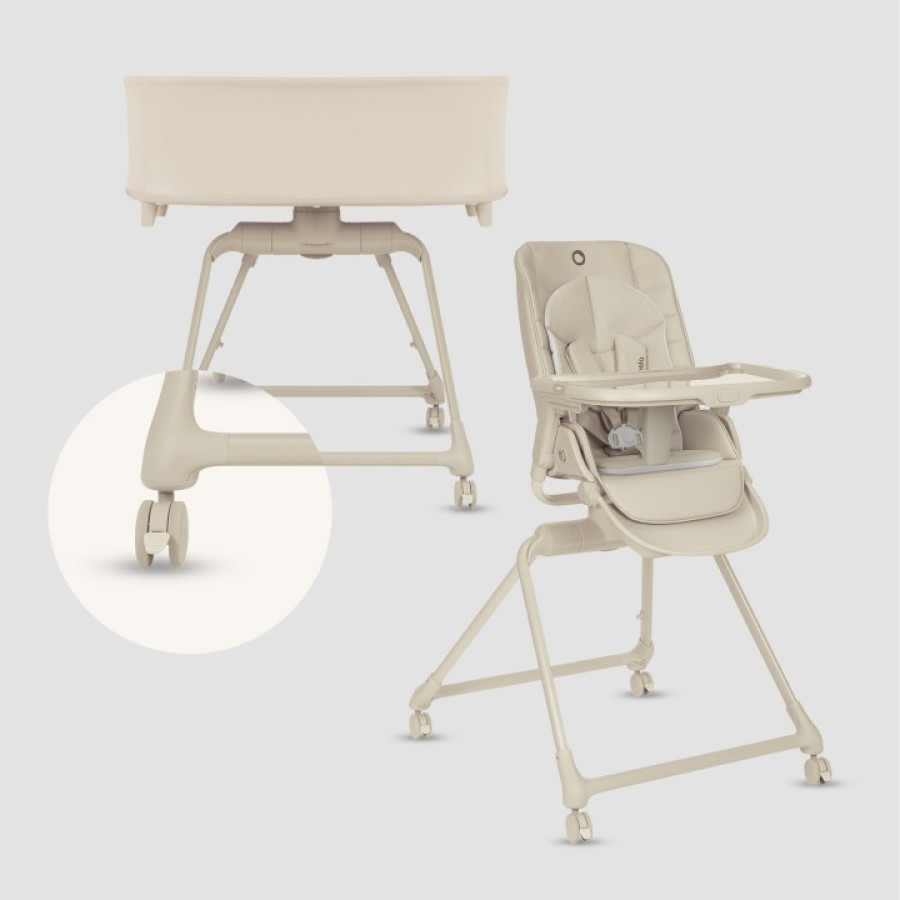 Lionelo Maddie Set Λίκνο-Ρηλάξ & Καρεκλάκι Φαγητού 3 Σε 1 Beige