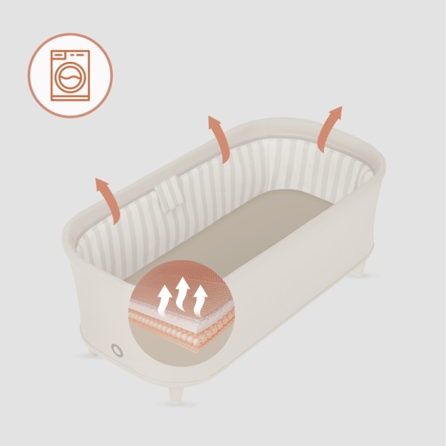 Lionelo Maddie Set Λίκνο-Ρηλάξ & Καρεκλάκι Φαγητού 3 Σε 1 Beige